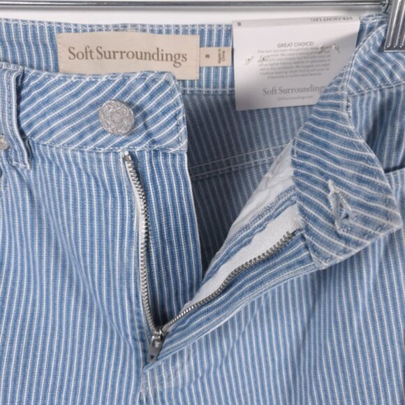 NWT Soft Surroundings Jeans BlueWhite Striped Straight Leg Denim Railroad Size 8 - Picture 6 of 14